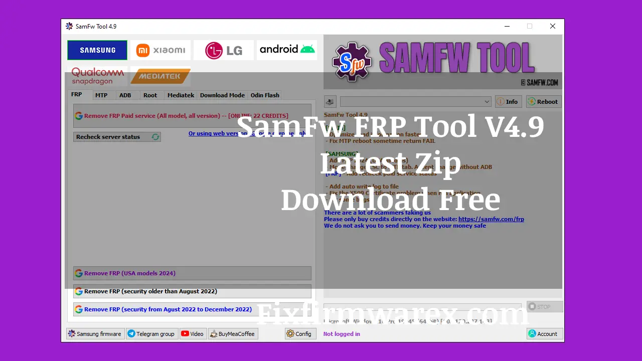 SamFw FRP Tool V4.9 Free Download Samsung Android 13 Frp