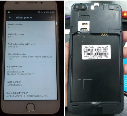 Discover D7 Flash File MT6580 Firmware