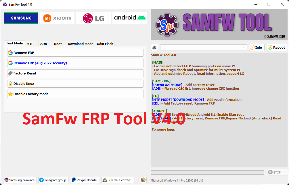 SamFw FRP Tool V4.0 Free FRP Remove Tool One Click